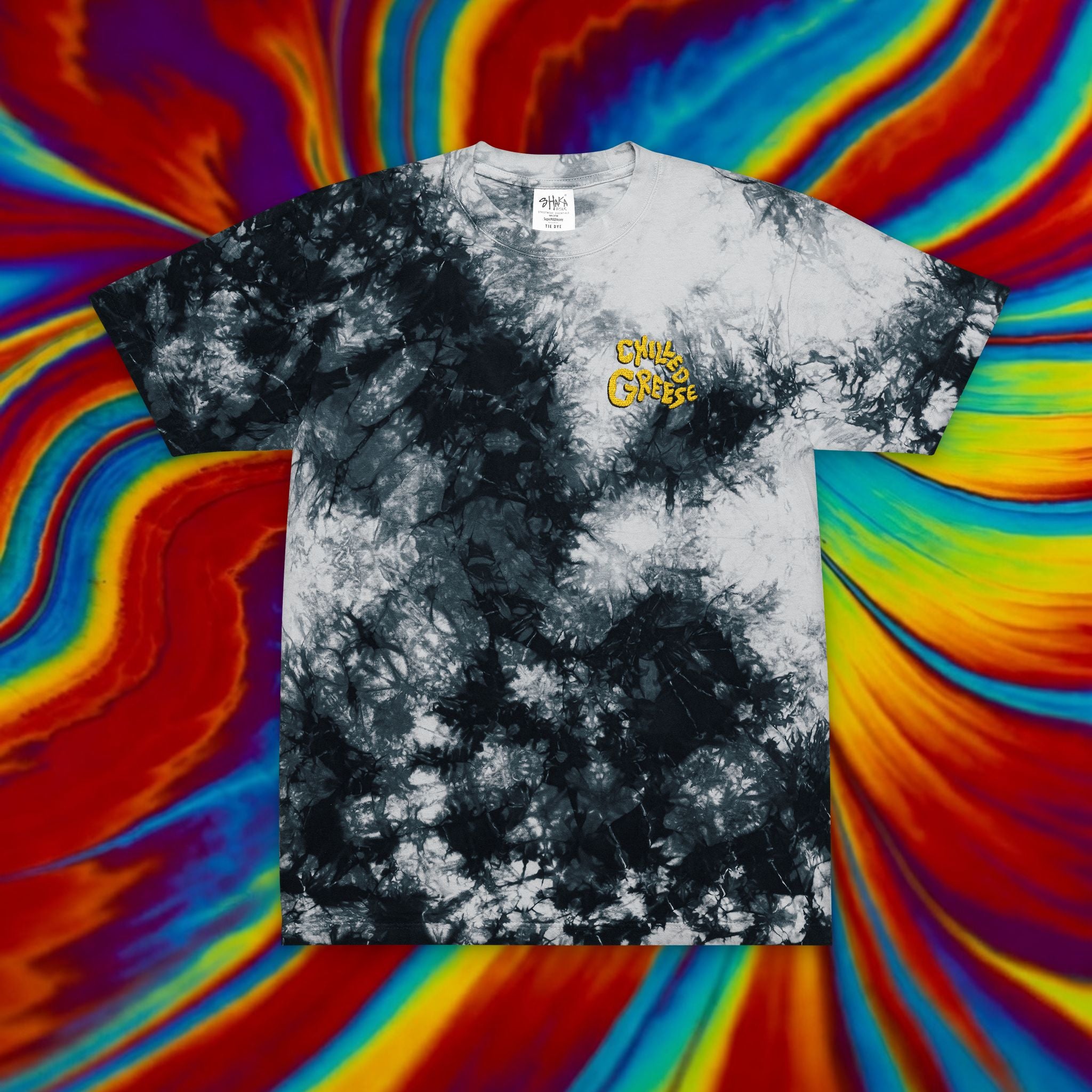 Chilled Greese- Embroidered Tie-Dye Oversized Tee