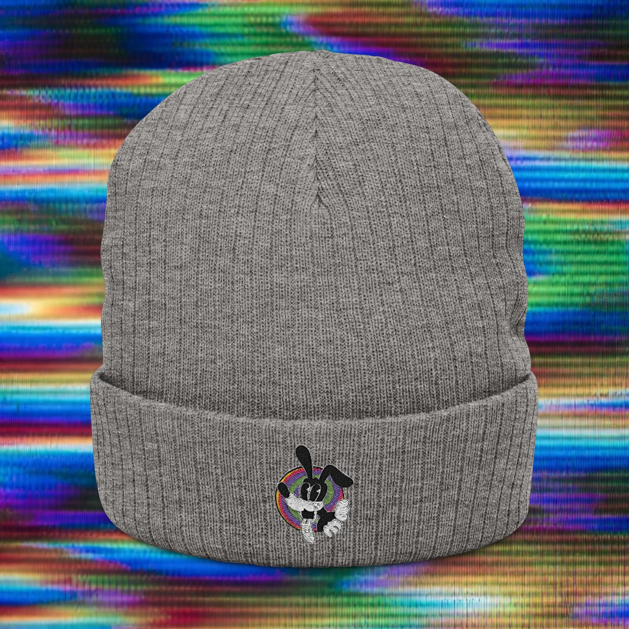 Woozy Dog- Knit Embroidered Beanie